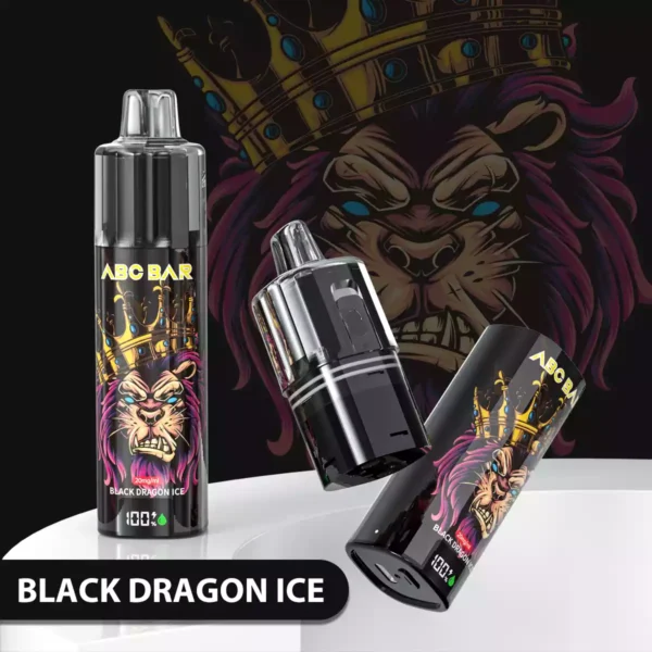 ABC BAR Black Dragon Ice Disposable Vape - 850mAh, 2ml + 10ml + 10ml Dreifach-Kammer, 20mg Nikotin, Auto-Draw-Aktivierung