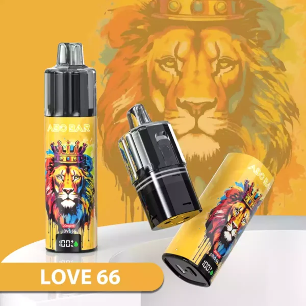 ABC BAR Love 66 Vape jetable - Triple chambre 2ml + 10ml + 10ml, 850mAh, 20mg de nicotine, expérience de tirage automatique en douceur